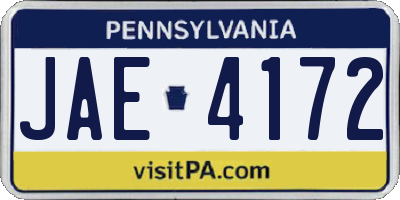 PA license plate JAE4172