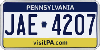 PA license plate JAE4207