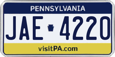 PA license plate JAE4220
