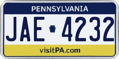 PA license plate JAE4232