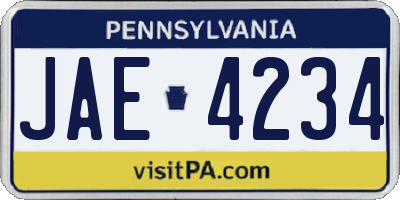 PA license plate JAE4234