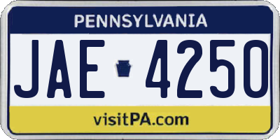PA license plate JAE4250