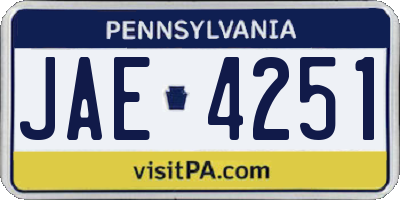 PA license plate JAE4251