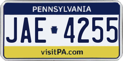 PA license plate JAE4255