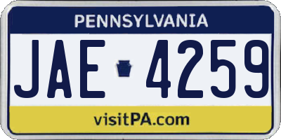 PA license plate JAE4259