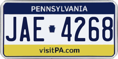 PA license plate JAE4268