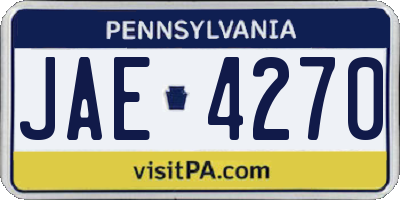 PA license plate JAE4270