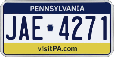 PA license plate JAE4271