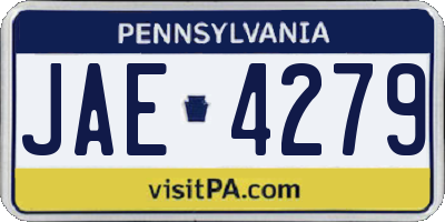 PA license plate JAE4279