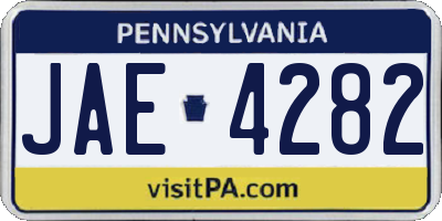 PA license plate JAE4282