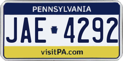 PA license plate JAE4292