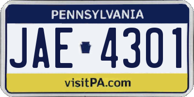 PA license plate JAE4301