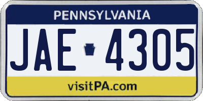PA license plate JAE4305