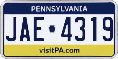 PA license plate JAE4319