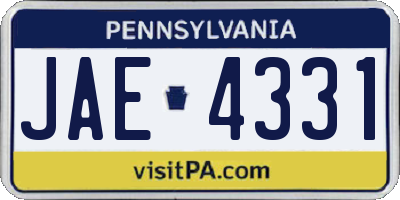 PA license plate JAE4331