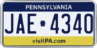 PA license plate JAE4340