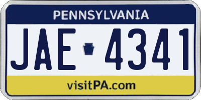 PA license plate JAE4341
