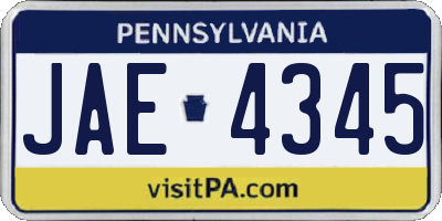 PA license plate JAE4345