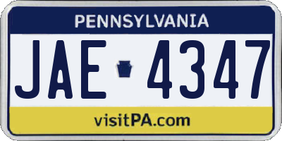 PA license plate JAE4347
