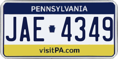PA license plate JAE4349