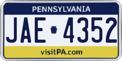 PA license plate JAE4352