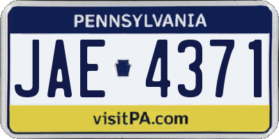 PA license plate JAE4371