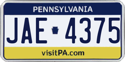 PA license plate JAE4375