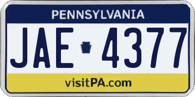 PA license plate JAE4377