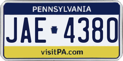 PA license plate JAE4380