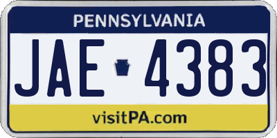 PA license plate JAE4383