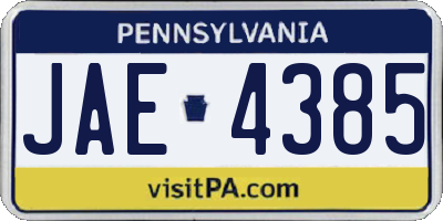 PA license plate JAE4385