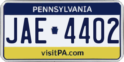 PA license plate JAE4402