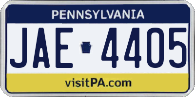 PA license plate JAE4405