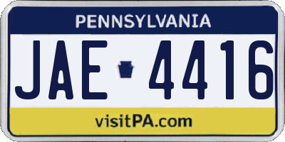 PA license plate JAE4416