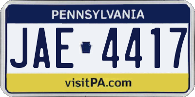 PA license plate JAE4417