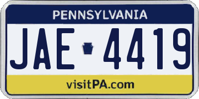 PA license plate JAE4419
