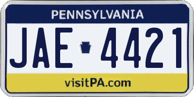 PA license plate JAE4421