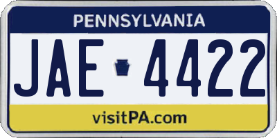 PA license plate JAE4422