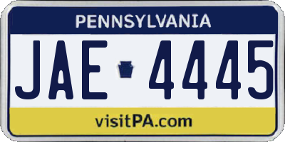 PA license plate JAE4445