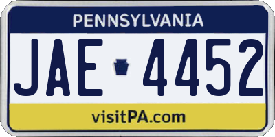 PA license plate JAE4452
