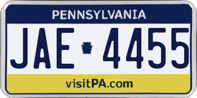 PA license plate JAE4455