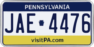 PA license plate JAE4476
