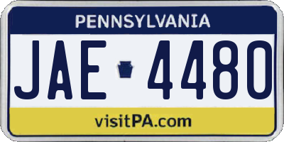 PA license plate JAE4480