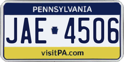 PA license plate JAE4506