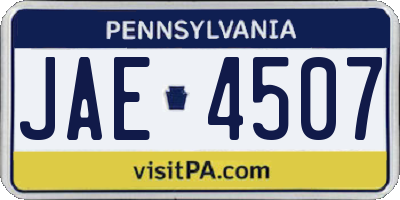 PA license plate JAE4507
