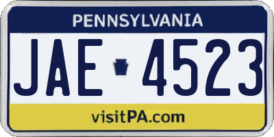 PA license plate JAE4523