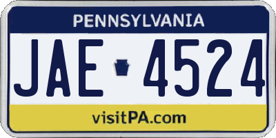 PA license plate JAE4524