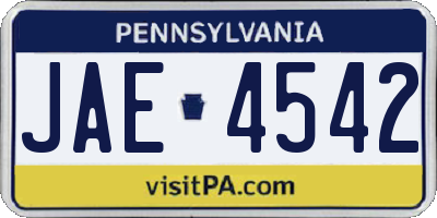 PA license plate JAE4542
