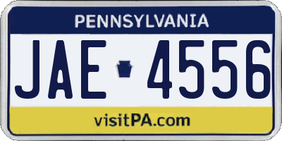 PA license plate JAE4556