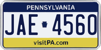 PA license plate JAE4560